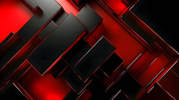 Vector red and black 3d geometric forms as abstract background wallpaper