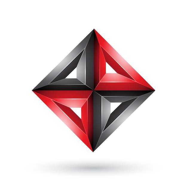 Vector red and black 3d geometrical embossed diamond shape vector illustration