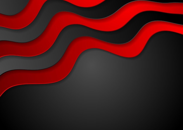 Vector red and black abstract corporate waves background vector design