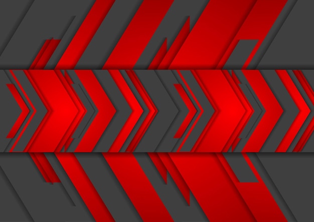 Red and black abstract tech arrows background Vector technology design