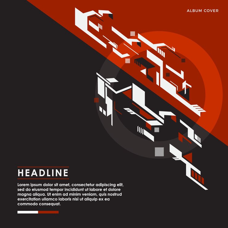 Vector red and black background album cover with modern element