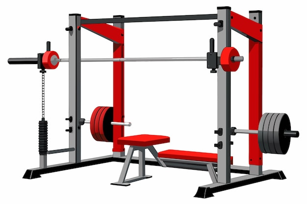 Vector a red and black barbell with a red barbell on it