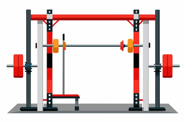 a red and black barbell with a white background