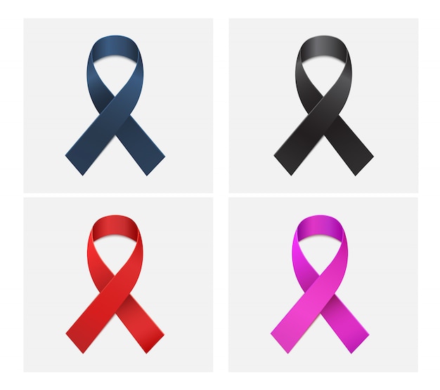 Red, black, blue, pink ribbon vector