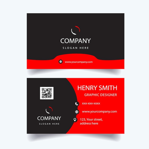 Red and Black Business Card Template