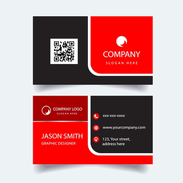 Red and Black Business Card Template