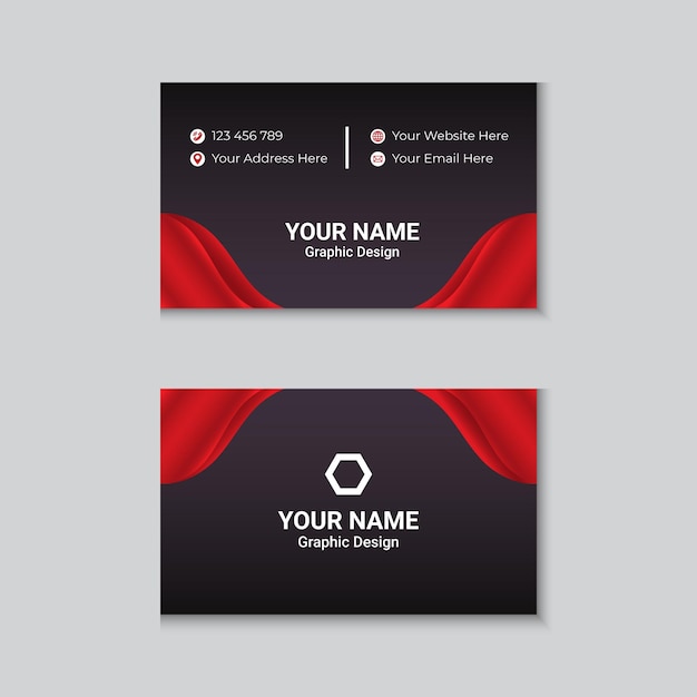 Vector red and black business card template