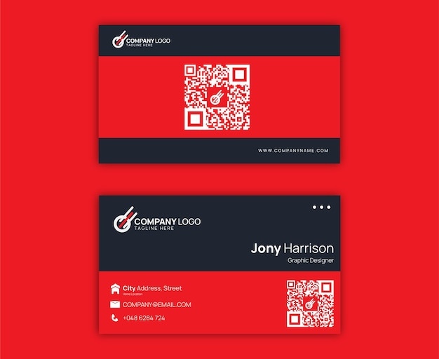 Vector red and black business card