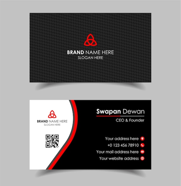 Vector red and black business card