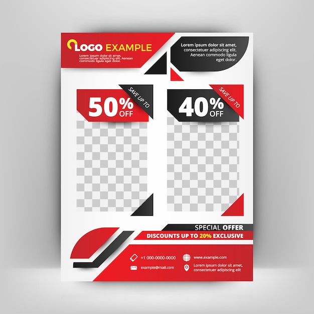 Vector red and black business flyer template