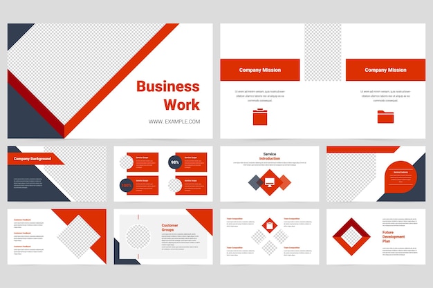 Red and black business work slideshow presentation template