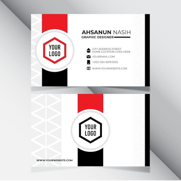 Red black bussines card abstract elegant