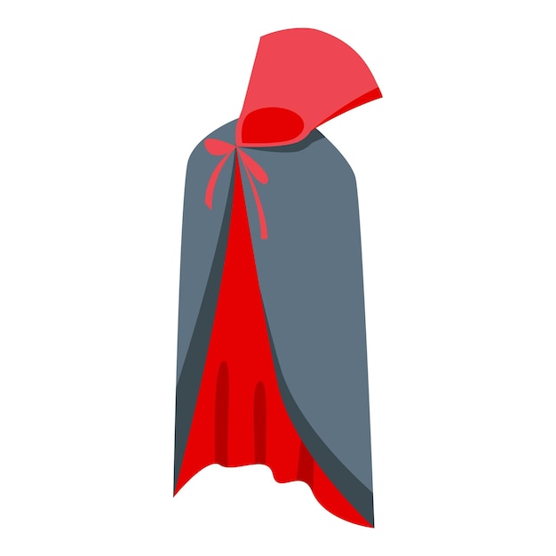 Red black cloak icon isometric vector cape hero cloth king