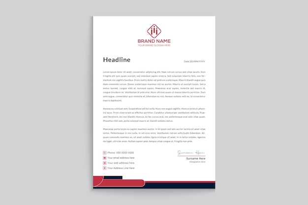 Red and black color corporate letterhead template design