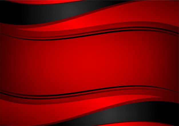 Red and black color wave abstract vector background