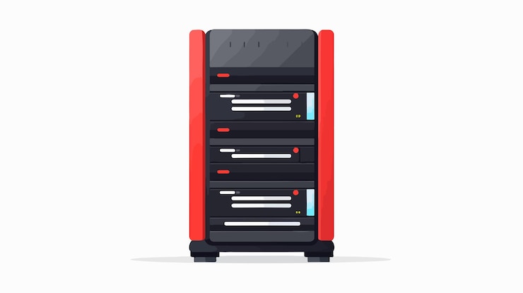 Vector a red and black computer case with a red and black back