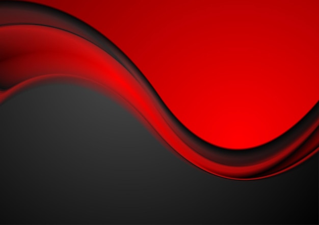 Red and black contrast smooth waves corporate abstract background Vector design