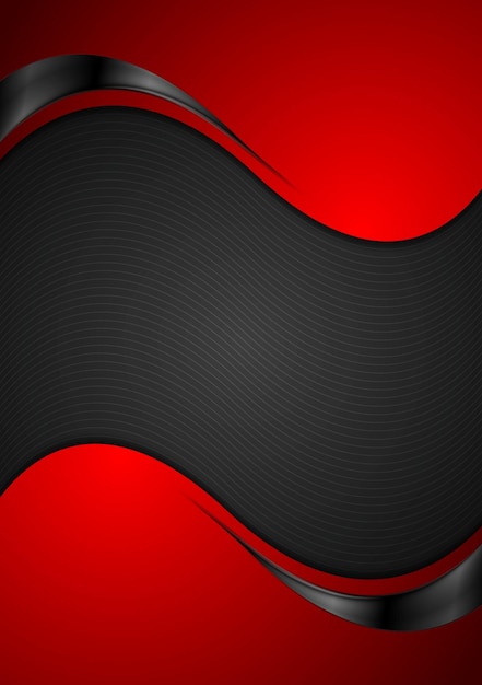 Red black contrast wavy background vector illustration