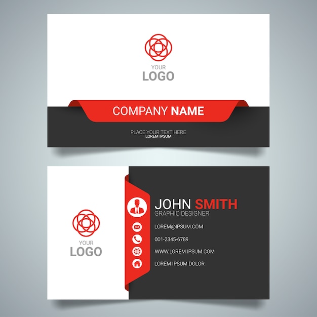 Red and black creative business card template design.