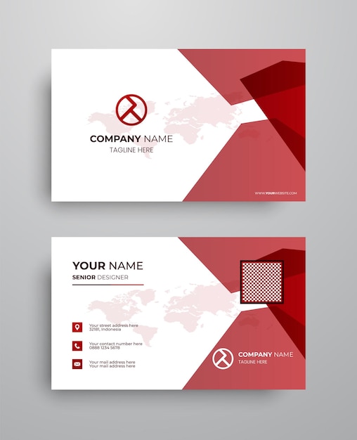 Red and black creative modern id name card and business card with double side