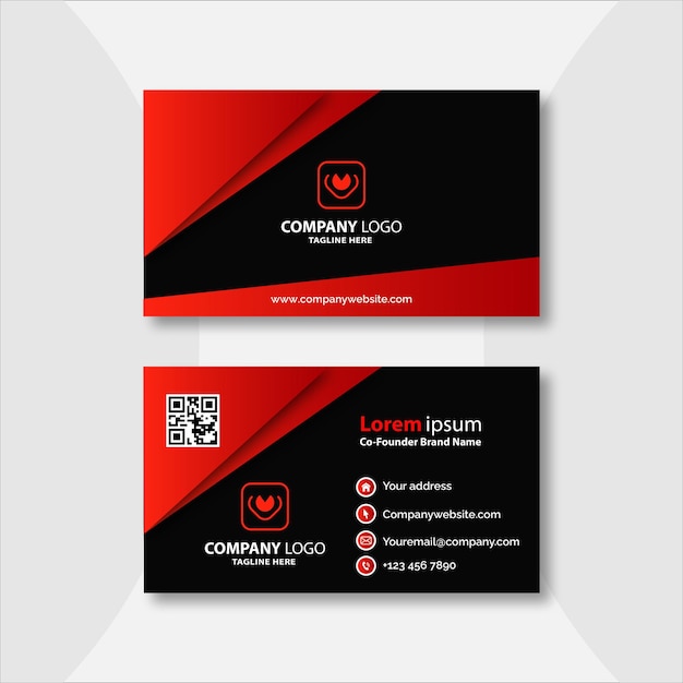 Red and black geometric business card template design