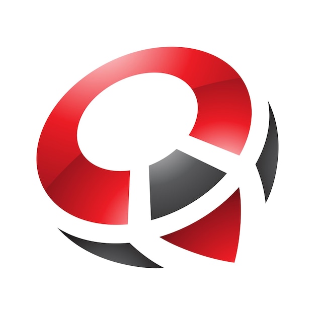 白地に赤と黒の光沢のあるコンパス形の文字 Q アイコン