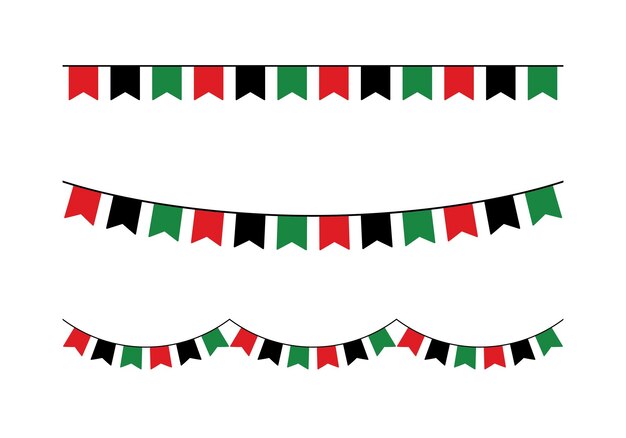 Red black and green colored party bunting as the colors of the PanAfrican flag Juneteenth