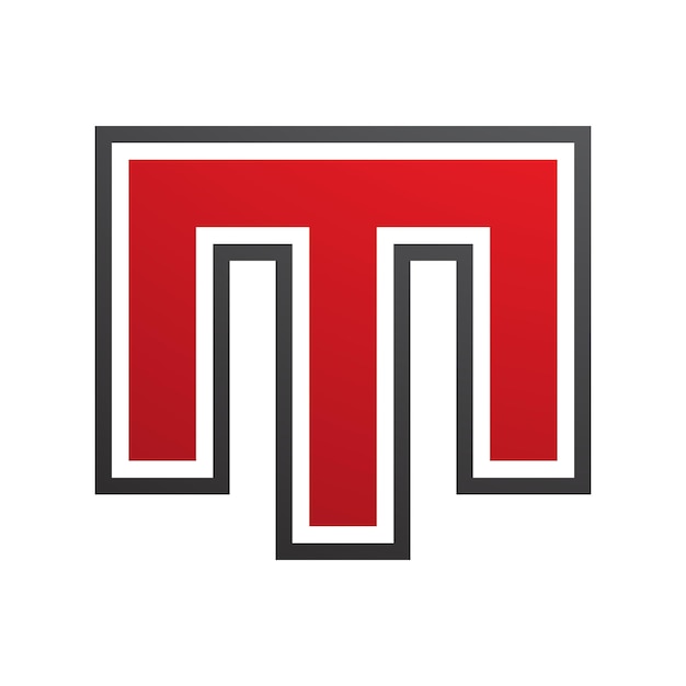 Red and Black Letter M Icon with an Outer Stripe