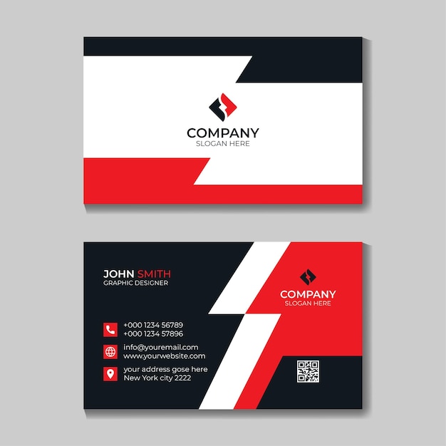 Red and black modern business card template Premium Vector