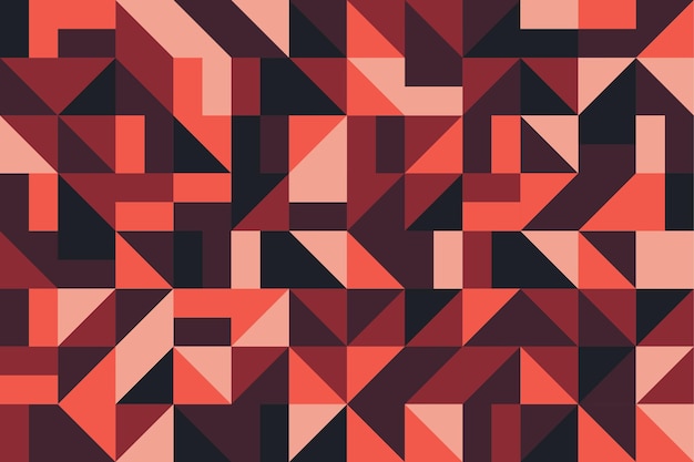 Red and black mosaic triangle shapes seamless patterns in retro style