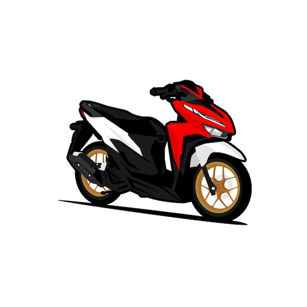 A red and black motorcycle with a red body and black trim