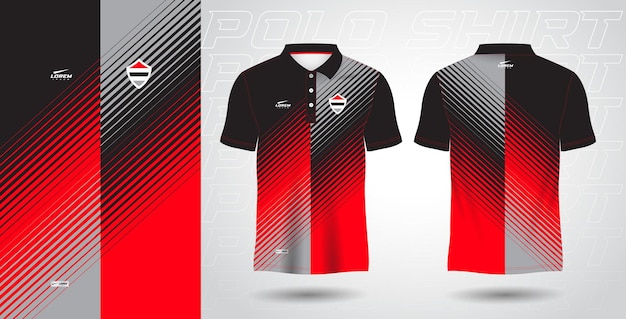 Vector red and black polo sport shirt sublimation jersey template