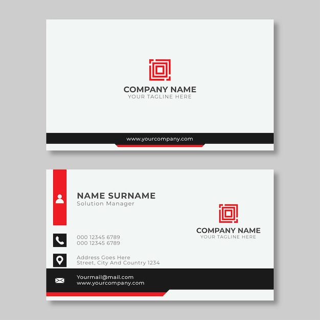 red and black professional business card design template