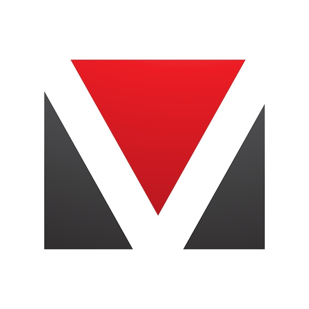 Vettore iconica a forma di lettera v rettangolare rossa e nera