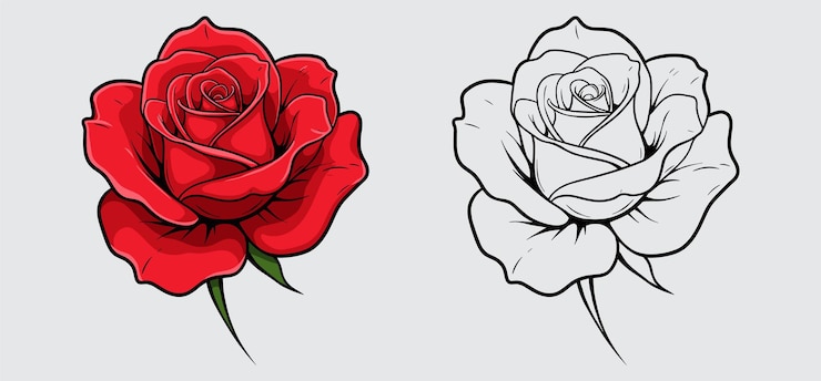 Vector red and black rose designs