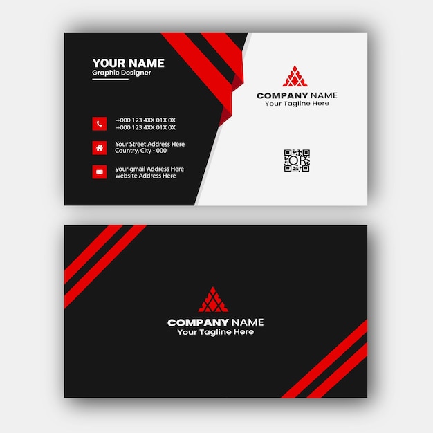 Red black shape visit card