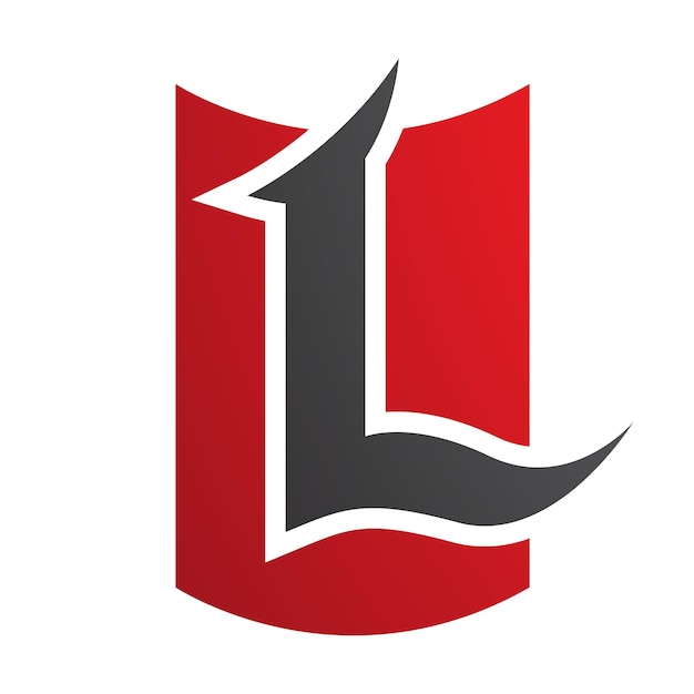 Red and Black Shield Shaped Letter L Icon