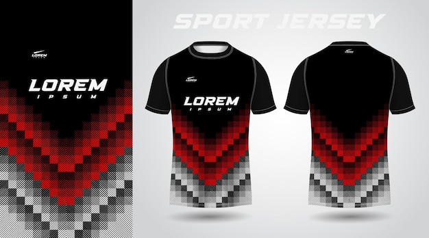 Maglia nera rossa design in jersey sportivo