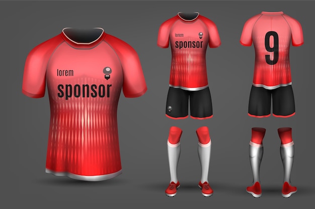 Vector red and black soccer uniform