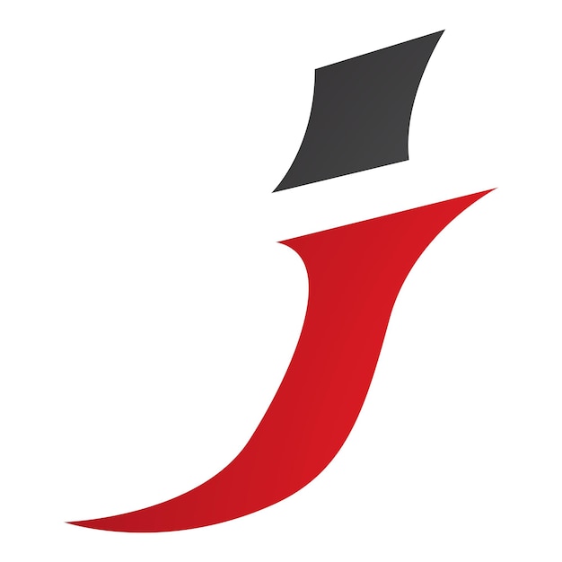 Vector red and black spiky italic letter j icon