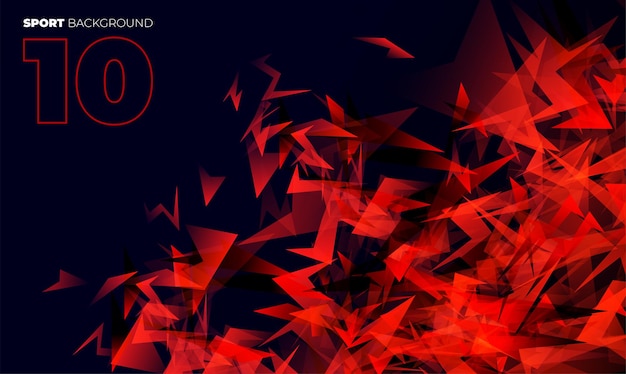 Vector red and black sport background with sharp triangles shards shape composition music sport gaming