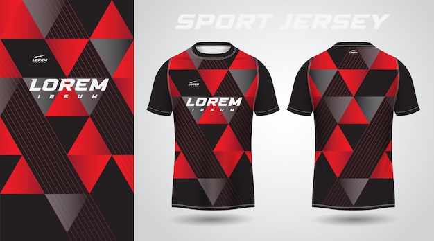 Design in jersey sportivo nero rosso