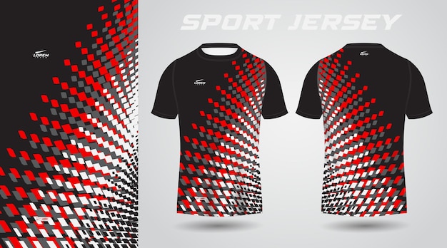 T-shirt nera rossa con design in jersey sportivo