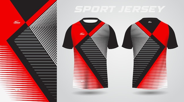 Red black t-shirt sport jersey design