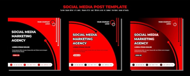 Red Black Vector Social Media Post Template vector art illustration and text