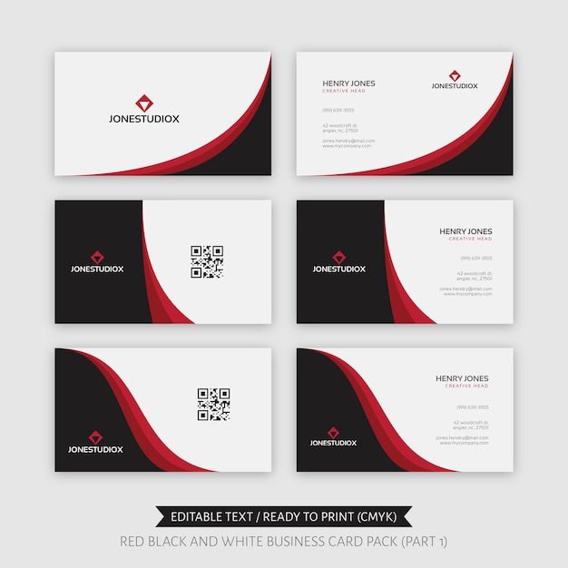 Vector red black and white business card pack part 1