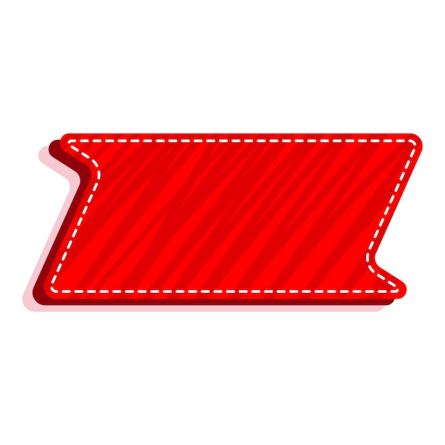 Red blank label or sticker tag element on white background