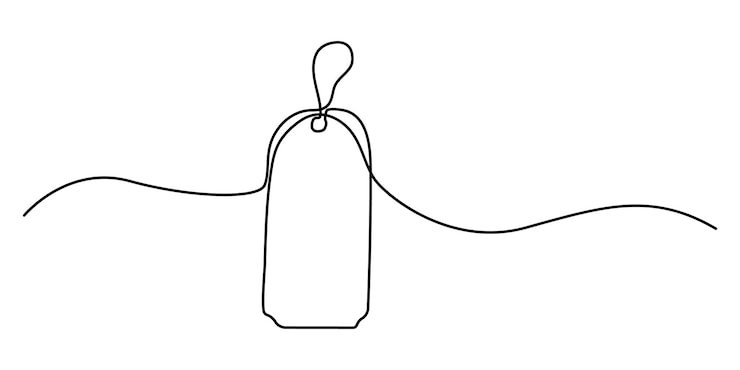 Vector red blank prize tag continuous one line drawing vector illustration sale label one line art