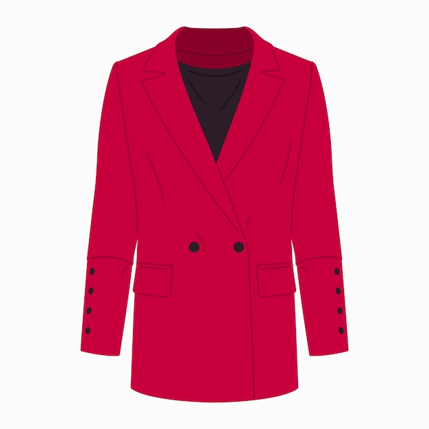 Vector a red blazer with a black button on the front.