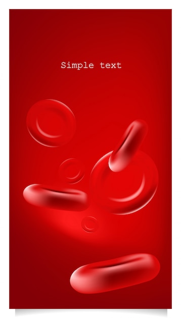 Red blood cells 3d color background with text space